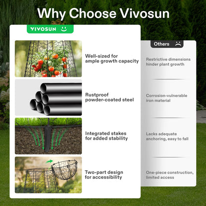 VIVOSUN Garden Cloches for Plants, Rustproof Chicken Wire Cloches with Flip-Top Design & Integrated Folding Stakes, Plants Protectors, Keep Small Animals Out, 6-Pack