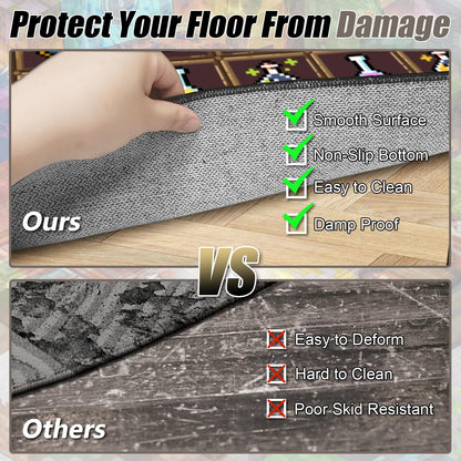 DRVAKO Game Rug Teen Boys Carpet with Pixel Games Element Items Decoration Mat, Weapon Medical Game Rugs for Boy’s Bedroom Living Room Playroom, Non-Slip Children Gaming Area Rugs (Brown, 63" x 47")