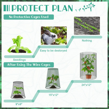 5 Packs 12"x15" Garden Cloches for Plants, Plant Protectors from Animals,Plant Cages for Outdoor Plants,Plant Covers from Animals,Chicken Wire Cloche with Stakes & Labels for Protect Plants,Vegetables