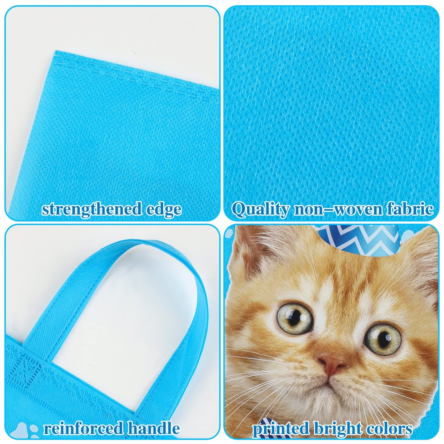 Ferraycle 24 Pcs Cat Party Favor Bag Cute Cat Goodie Bags Pet Party Favor Shopper Pet Themed Treat Supplies Non Woven for Baby Shower Birthday Decoration Supplies