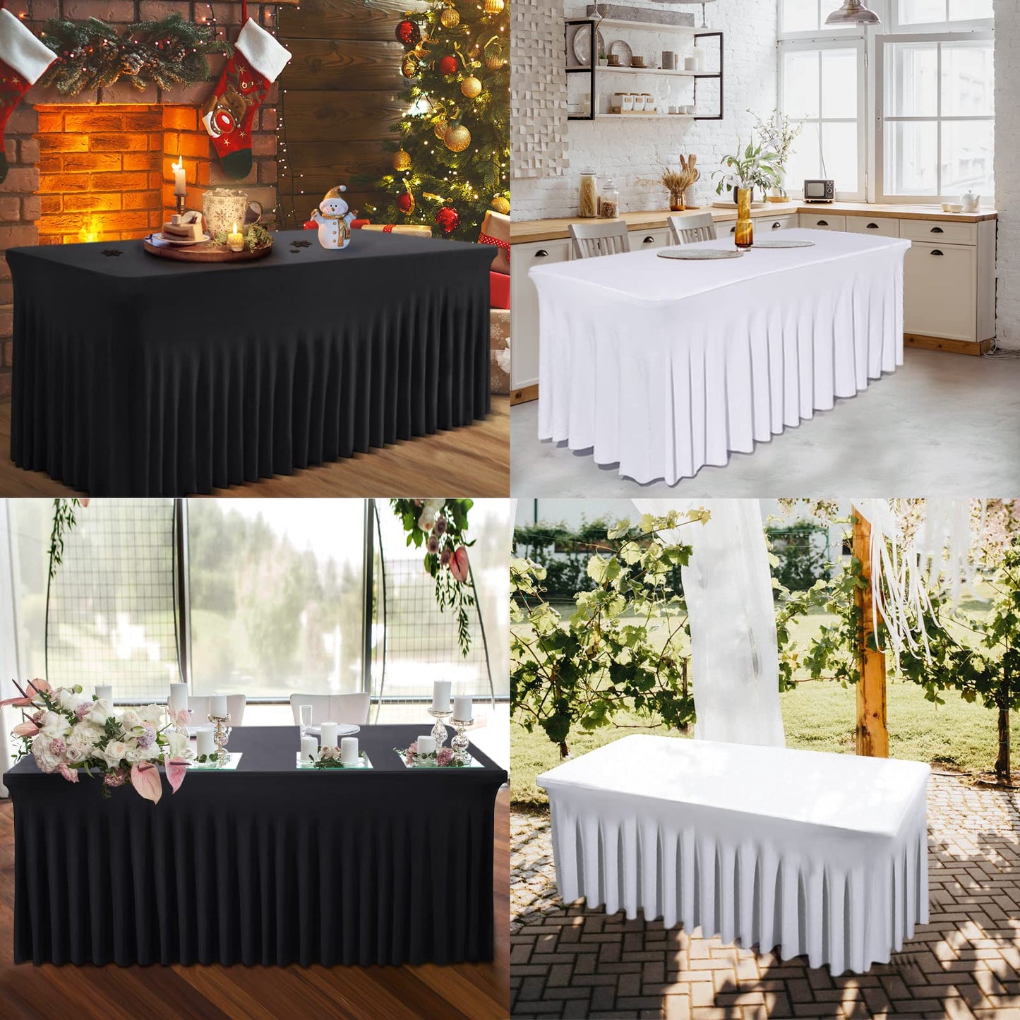 BDDC One-Piece Spandex Table Cover Skirt for 4FT Rectangle Tables