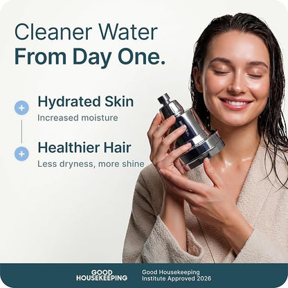 MyHalos® Filtered Shower Head for Hard Water Filter - High Pressure, Removes Chlorine - Shower Head Filter for Hard Water Softener Showerhead, Easy Install, For Hair & Skin, Filtering (Black)