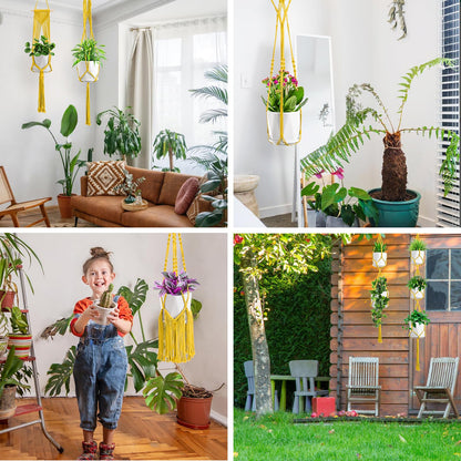 SFENNGPET Macrame Plant Hangers, 6Pack Hanging Planters for Indoor Plants w/ 6 Set Hangers Kit Handmade Macromay Plant Hangers Indoor Flower Pots Holder Stand for Boho Home Décor (POTS NOT Included)