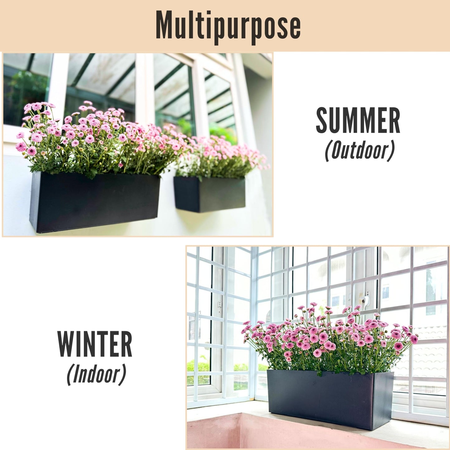 LaLaGreen Bundle- 4 Pack, 500g Coconut Coir Chips + 4 Pack,20 Inch Self Watering Plastic Planter with Bracket Hanging Window Box Flower Pot Outdoor Planting Soil Organic Compressed Seedling Fiber Husk