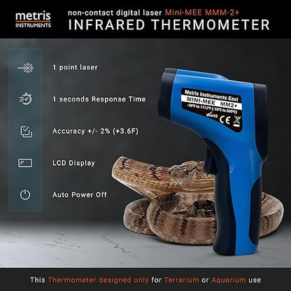 Metris Digital Infrared Thermometer for Aquarium Fish Tank, Reptile, Snake, Terrarium Accessories, Automotive, Laser Temperature Gun with 1-Point Aiming, MMM-2