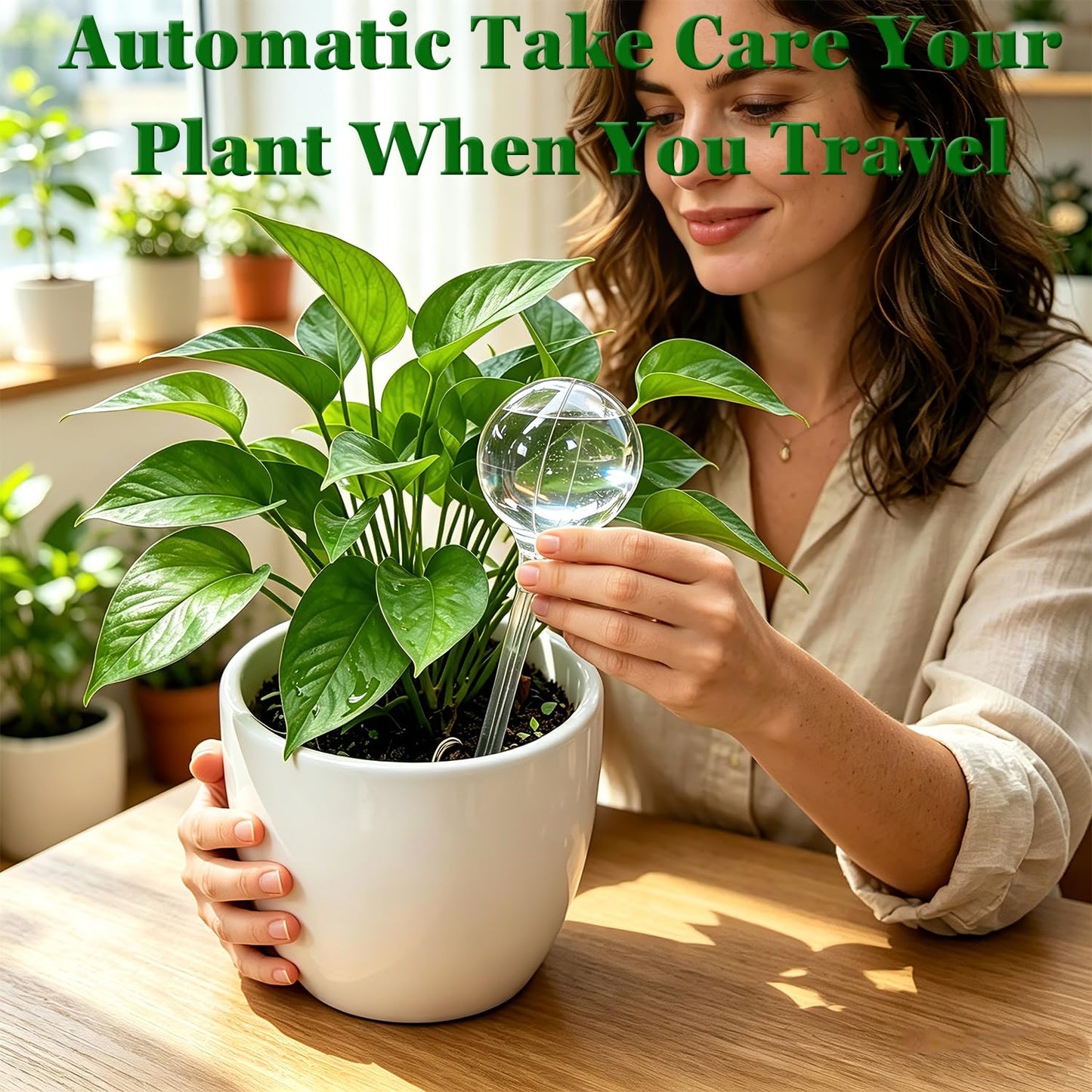 Kingbow Plant Self Watering Globes, Large 12pcs Durable Self Watering Bulb Up to 5 Days of Irrigation for Outdoor Indoor Plant, Automatic Plant Waterer Stake Ideal for Vacation & Daily Plant Care