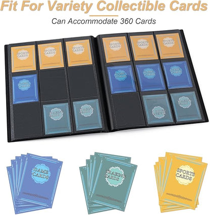 Card Binder 9 Pocket Storage 360 Card Binder,Trading Card Binder Senior and Sturdy Side-Loading Album,Intended For YuGiOh,MTG, TCG,Game Cards & Baseball Card Binde,（Red）