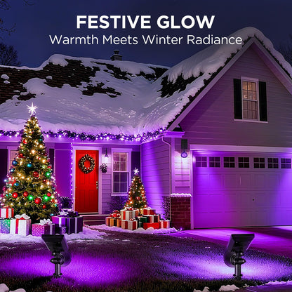 InnoGear Solar Lights Outdoor Waterproof Halloween Christmas Solar Garden Light for Outside Yard Landscape Lighting Pathway Spot Lights Spotlight Wall Light Auto On/Off, 2 Pack (Violet Purple Light)