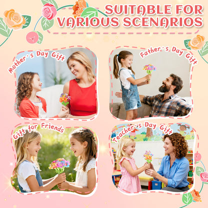 Kufanda DIY Fabric Flower Bouquets Toys Accessories Can Make 36 Flowers, DIY Arts & Crafts Toy Parts Christmas Gifts for Kids