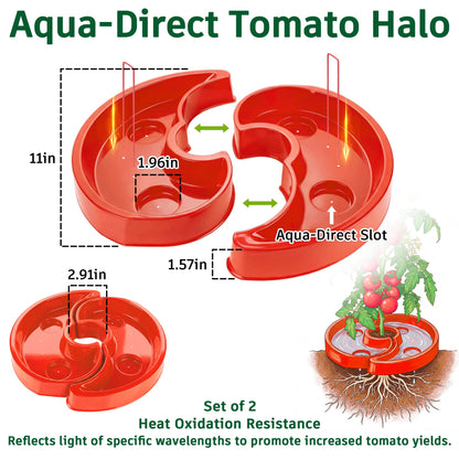 HolyMaji 8 Sets Tomato Watering Ring, Aqua-Direct Red Tomato Halo for Vegetable Direct Root Irrigation, Cuts Runoff, Promotes Vigorous Plant Growth | Rapid-Stake Mount