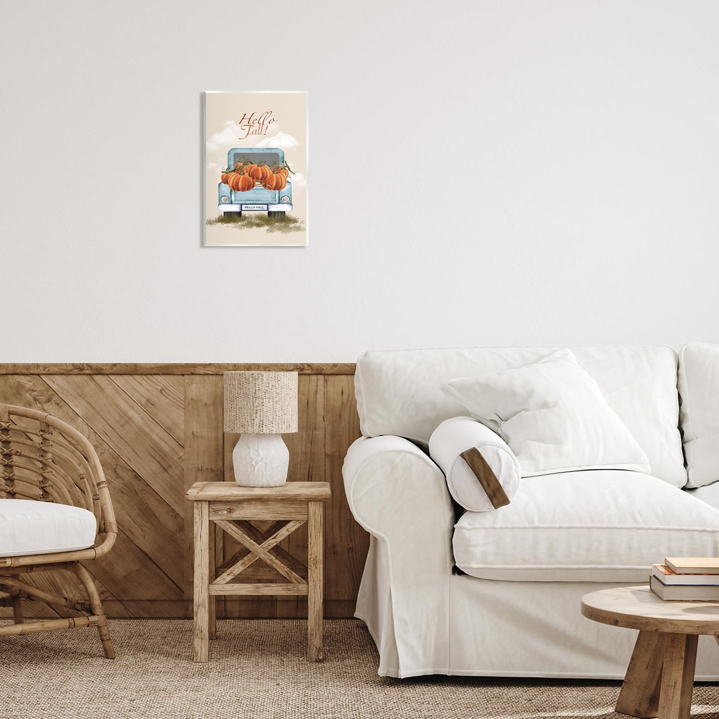 Stupell Industries 'Hello Fall Seasonal Autumn Pumpkins', Wall Plaque Art, 10 x 15 Inches, Easy to Hang and Sturdy, Made in USA, by Andrea Jasid Grassi