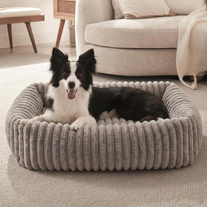 FURTIME Dog Bed for Small Medium Dog, Washable Orthopedic Pet Bed with Removable Cover, Rectangle Soft Calming Sleeping Puppy Bed Durable Pet Cuddler with Anti-Slip Bottom