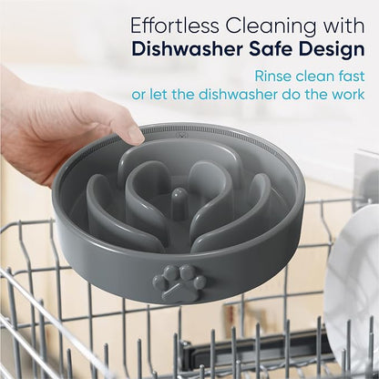 Slow Feeder Dog Bowls – 1.5-Cup Ceramic Dog Bowl Slow Feeder – Microwaveable Dog Slow Feeder for Small and Medium Dogs – Lead and BPA-Free Ceramic Pet Bowl – Pet Feeder for Fast Eaters