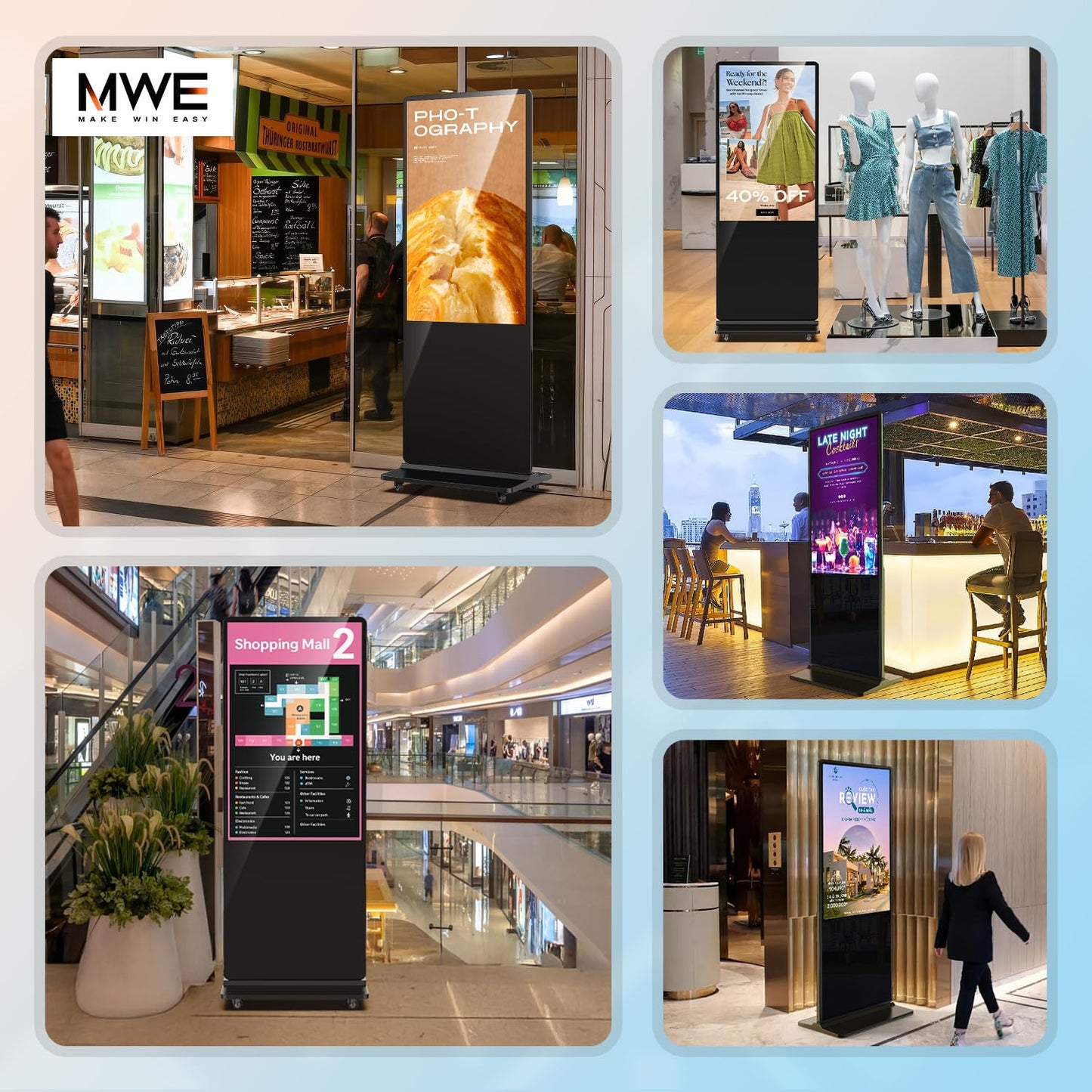 QIXZOCV MWE 49 Inch Indoor Digital Signage Touchscreen Kiosk Floor Standing Advertising Display LCD Totem Interactive Display Poster Android System with Auto Media Player