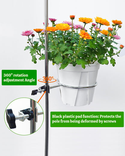 Adjustable Plant Shelf for Plant Stands - 5 Pack Flower Stand for Lamp Post, Plant Stands, Balcony Rail, Metal Plant Stand Indoor Outdoor Fits Poles Under 2cm in Diameter (Plant Holder 9/11/12cm)