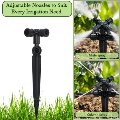 50FT Drip Irrigation System Kit, Garden Watering System with Quick Connectors 1/4 inch Drip Tubing & Quick Connect Fittings Adjustable Mist, Watering System for Outdoor Plants