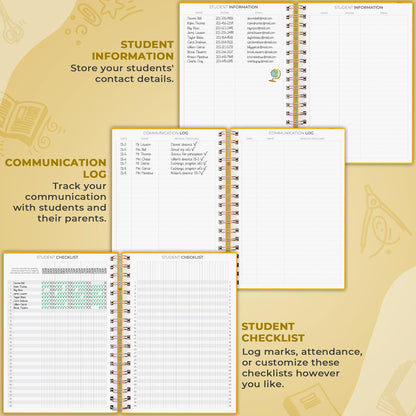 Clever Fox Teacher Planner Spiral – School Year Planner with Calendars & Lesson Plans – Teacher Plan Book for Classroom & Homeschool Organization - Undated, 7.9x10″ (Amber Yellow)