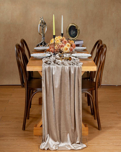 Cream Velvet Table Runner 20 x 120 Inches 10ft Luxurious Table Runners for Wedding New Year Party Banquet Table Decorations