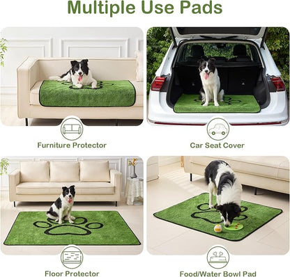 Qeils Reusable Dog Pee Pads, 2 Pack Super Absorbent & Leakproof Washable Puppy Pads with Soft Green Top Layer, for Potty Training, Crates, Couch, Car Seats & Pet Beds, 30"x 34"