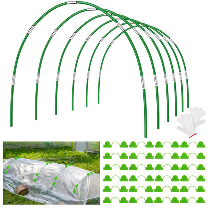 Unves 36 Pcs Garden Hoops, 6 Set of 8.4 Ft Long Fiberglass Garden Hoops for Raised Beds, Plant Stakes for Grow Tunnel Netting, Greenhouse Elevated Planting Shade Cover & Crop Row Bed Garden Stakes