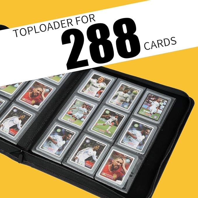 Toploader Binder,Toploader Hard Cases, 9-Pocket Pages Sleeves Hold up 288 Cards.Toploader Card Binder with Sleeves for “3×4” rigid，Card Holder(Blackish Green)