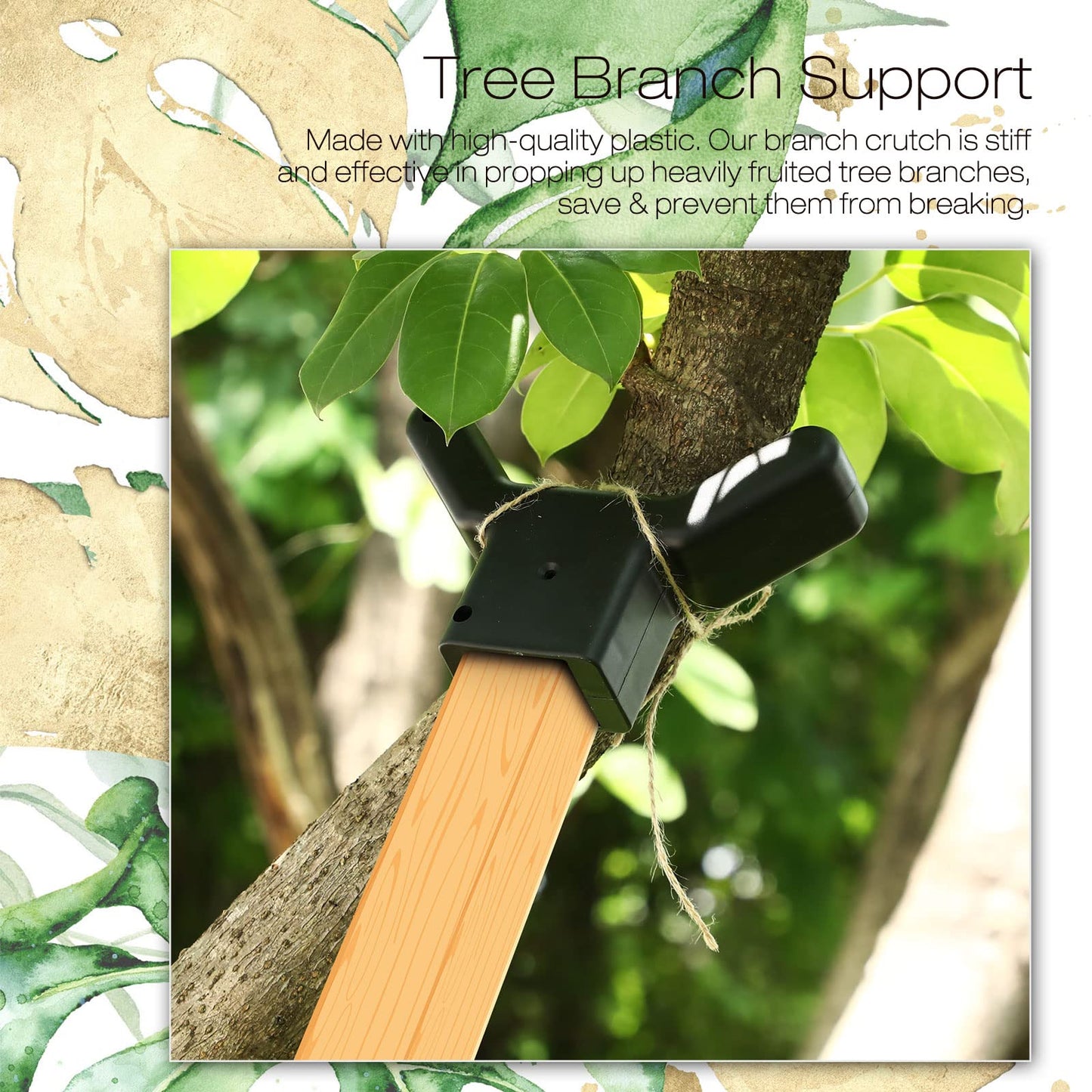 Yungyan 8 Pcs Tree Support, Plastic Fruit Branch Support Device Tree Brace Prevent Them from Breaking for Vineyards Ornamental Gardens Orchards Fits on Standard 1.57 x 1.57 Inch Lumber (Black)