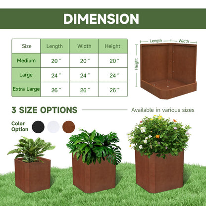 GJWCVL Corten Steel Planter Box-26"x26"x26"-Large Square Planter Matel -Outdoor Indoor- Heavy Duty Rustic Tall Planter Box Commercial Residential for Porch Patio Deck Home Backyard