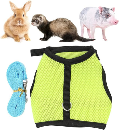 Small Dog Harness, Mesh Cloth Puppy Harness for Rabbits for Small Pets for Guinea Pigs(M, green)