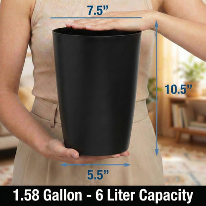 Mini Waste Basket - Durable Small Plastic Garbage Trash Can Bin - Lidless Open-Top, Slim Profile for Compact Spaces - Suitable for Home, Bathroom, Office, Bedroom, Kitchen and More, Black