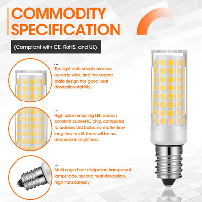 X-Molin E14 LED Refrigerator Light - Bulbs for Sewing Machines, Hood Hoods, Salt Stone lamp, Salt Crystal lamp-E14 Freezer LED Lamp, 500 Lumen AC110V-130V- 2Pack (3000K Warm White)