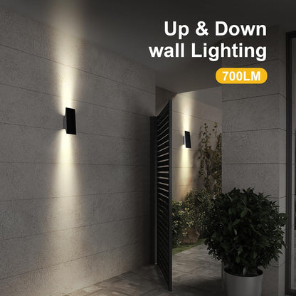 SOTTLOT Solar Outdoor Lights, 3000K 700LM Solar Wall Lights Outdoor Up and Down, Dimmable Solar Sconce Lights, IP65 Waterproof Outdoor Solar Lights for Yard Patio Garage Porch, 1pcs