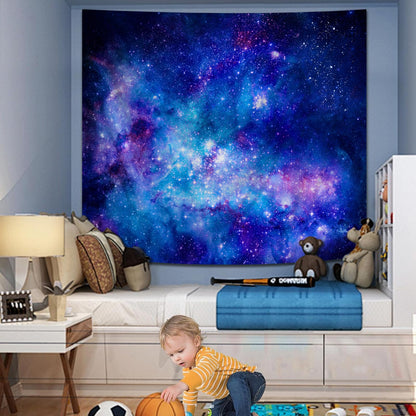 Apdidl Galaxy Space Backdrop Tapestry for Bedroom Aesthetic, Blue Purple Night Starry Sky Stars Universe Ceiling Tapestry, Mysterious Nebula Wall Hanging Room Decor for Living Room Dorm 51'' x 60''