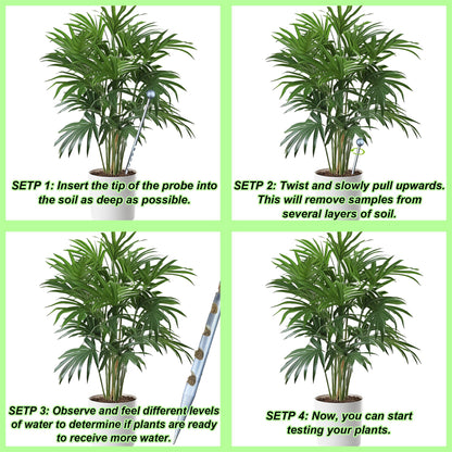 10" Soil Probe for House Plants Stainless Steel Garden Soil Sample Probe No Batteries Required Moisture Meter Soil Probe Rod for Plant Garden Farm Soil Sampling
