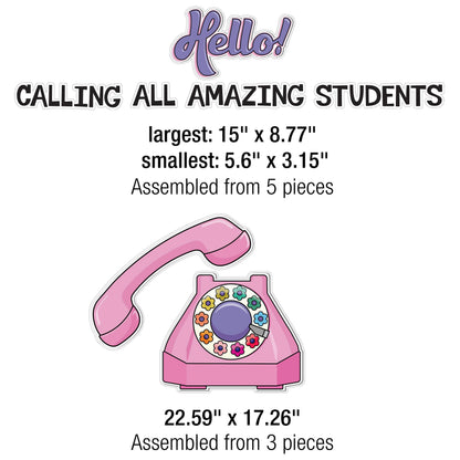 Carson Dellosa Retro Remix 71PC Welcome Bulletin Board Set, Inspirational Wall Art for Back to School Decorations, Chalkboard, and Classroom Decor, Groovy Teacher Supplies