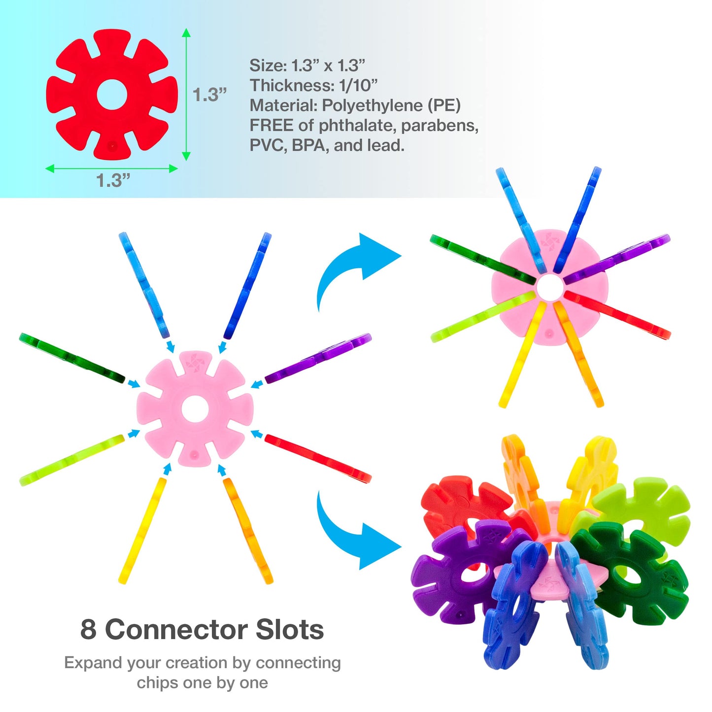 PicassoTiles 550 Piece Building Chips Interlocking Construction Toys Creative Disc Block Toy Kit 3D Stacking Puzzle STEM Learning Early Education for Preschool Montessori Kids Boys Girls Age 3 PTF55