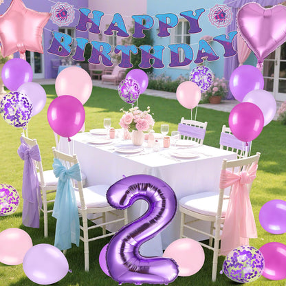 37pcs Ghost Spider Birthday Decorations-Purple Number Balloon,Happy Birthday Banner,Pink/Purple Balloons,Ghost Spider Theme Birthday Decor for HappyBirthday Party (Spider-Purple-2nd)