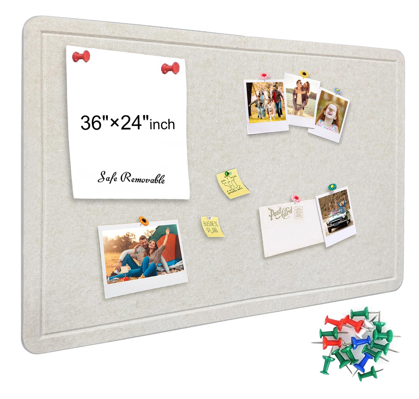 Yunihome Large Bulletin Board - Foldable 36x24 Inches Cork Board Alternative with 20 Push Pins, 3' x 2' Self-Adhesive Felt Bulletin Board for Wall, Home Office Classroom Decor
