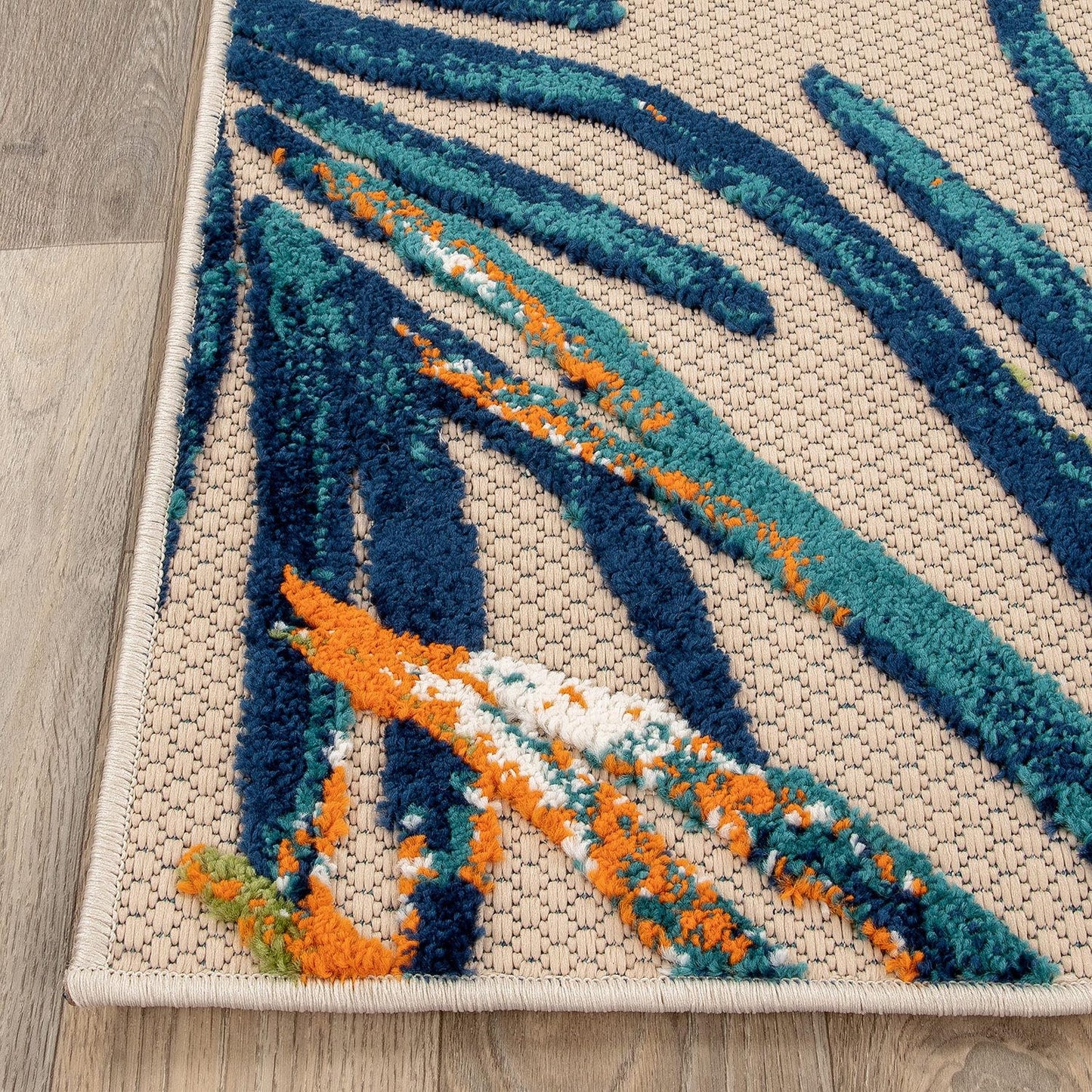 Rugshop Tropical Floral Leaves Indoor/Outdoor Area Rug Durable Polypropylene, Non-Shedding, Easy to Clean, Perfect for Patio, Backyard, Deck and Outdoor Lounge, High Traffic Areas, 5' x 7'