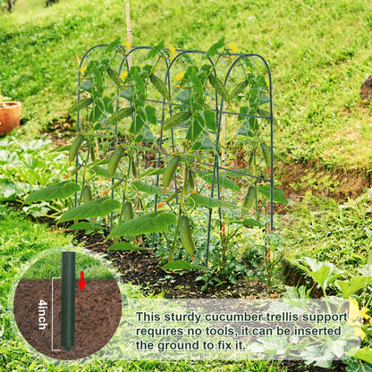 Cucumber Trellis for Raised Bed,U-Shape Garden Trellis for Climbing Plants Outdoor, Metal Arch Trellis for Vegetables, Plant Support for Vine,Tomato, Pea (Green, 49.6" L×30" W×47.2" H)