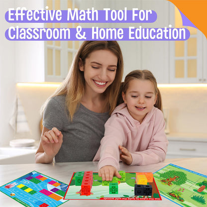 Math Linking Cubes, 100 Math Cube Manipulatives with 30 Learning Activities Number Counting Blocks Snap Linking Math Counters Fun & Educational Pre-K Counting Blocks for Preschool Kindergarten