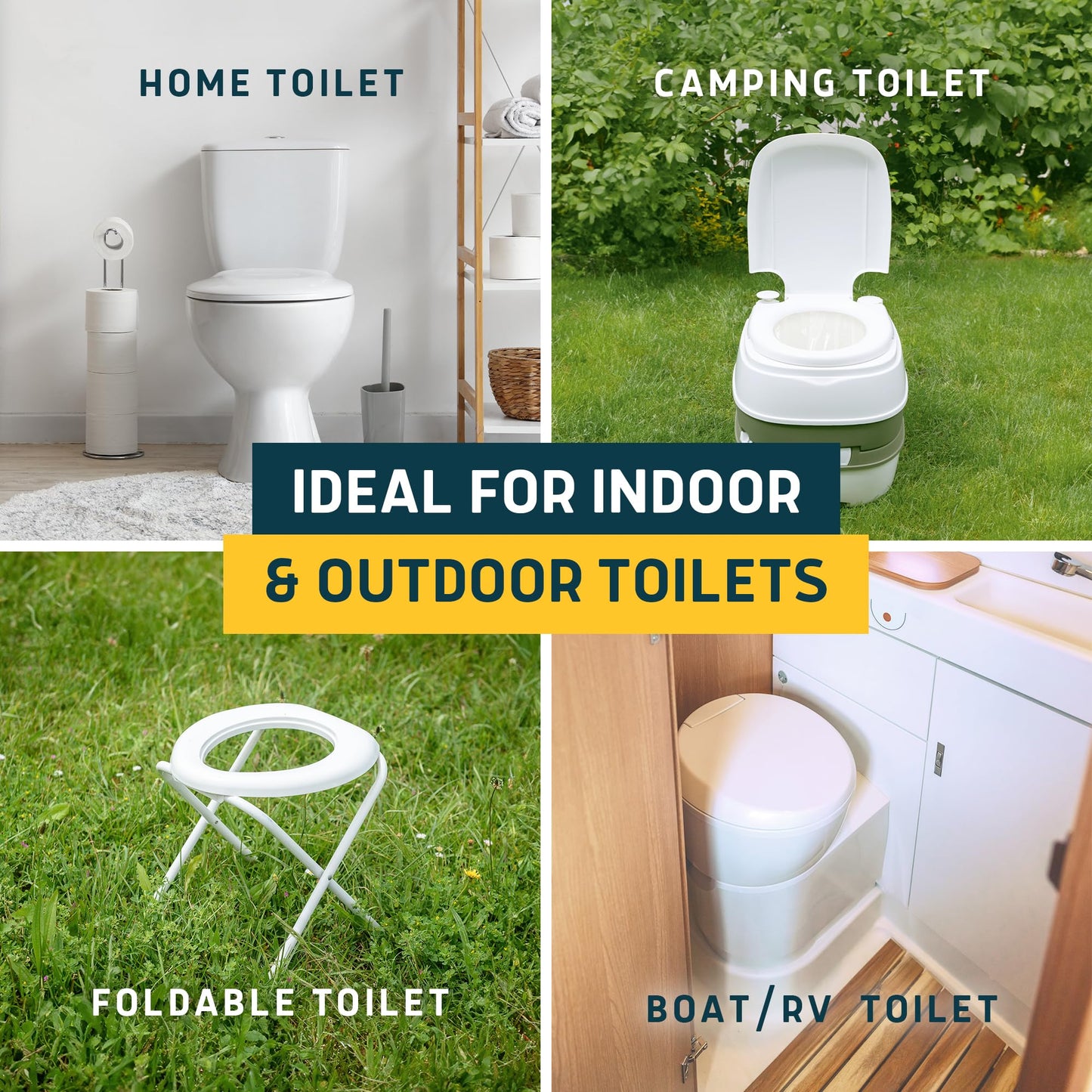 Lunderg Toilet Liners with Lemon Scented Super Absorbent Pads - Value Pack 20 Count Universal Fit - Disposable Toilet Bags - Convert any Home, Boat or Camping WC into a Dry Flush - Emergency must have