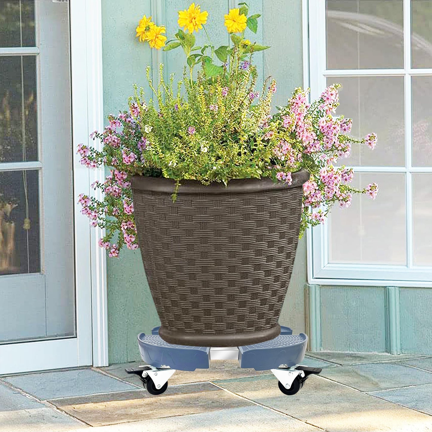 CASIMR 2 Pack Plant Stand with Wheels, Adjustable 15-20" Heavy Duty Plant Caddy with Casters, Indoor Outdoor Large Potted Planter Cart Dolly, Rolling Plant Stand for Flower Pot, 440lb Capacity