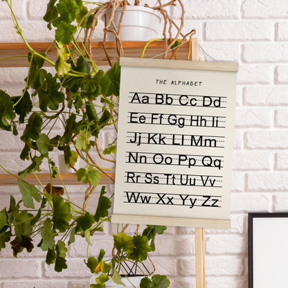 HRQKO Alphabet Numbers Poster Hanger Frame Set of 2, Nursery Wall Decor, Black ABC Poster Wall Art with Wooden Frames, Alphabet Banner Wall Hanging Decor for Boy Toddler Room Playroom, 12x16 Inch