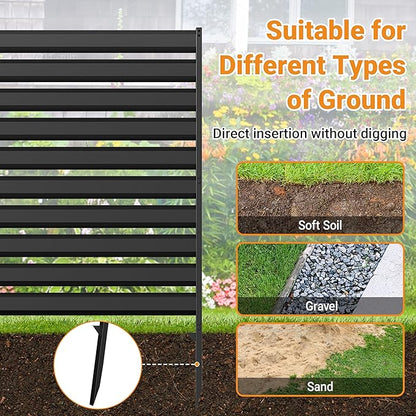 CJF Outdoor Privacy Screens, 42" H x 38" W Metal Air Conditioner Fence Panels, Pool Equipment Enclosure, Trash Can Screens Fence Kit for Outside Backyard Patio(Black/3-Panel)