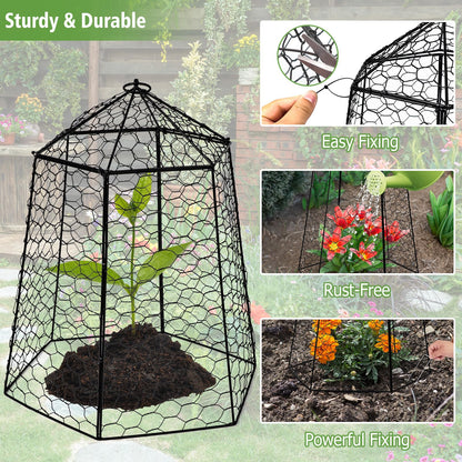 Budiwati 18.5" x 13" Large Plant Protection Cage, 5 Pcs Chicken Wire Cloche, Metal Protectors for Garden Plants, Protecting Fruits and Seedlings from Rabbits, Squirrels and Other Animals