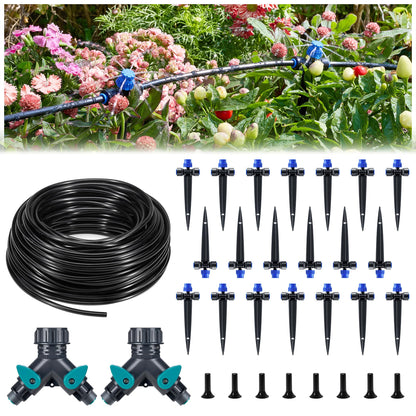 HIRALIY 80ft Push-to-Connect Drip Irrigation Kit, Adjustable Plant Watering System, for Garden Raised Bed Saving Water Automatic Irrigation Equipment with Drip Emitters, Tubing, Connectors