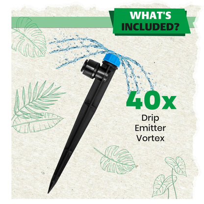 Bonviee 40-Pack 1/4” Push-to-Connect Drip Irrigation Emitters – Adjustable Quick-Install Precision Watering Stakes for Garden, Raised Beds & Greenhouse