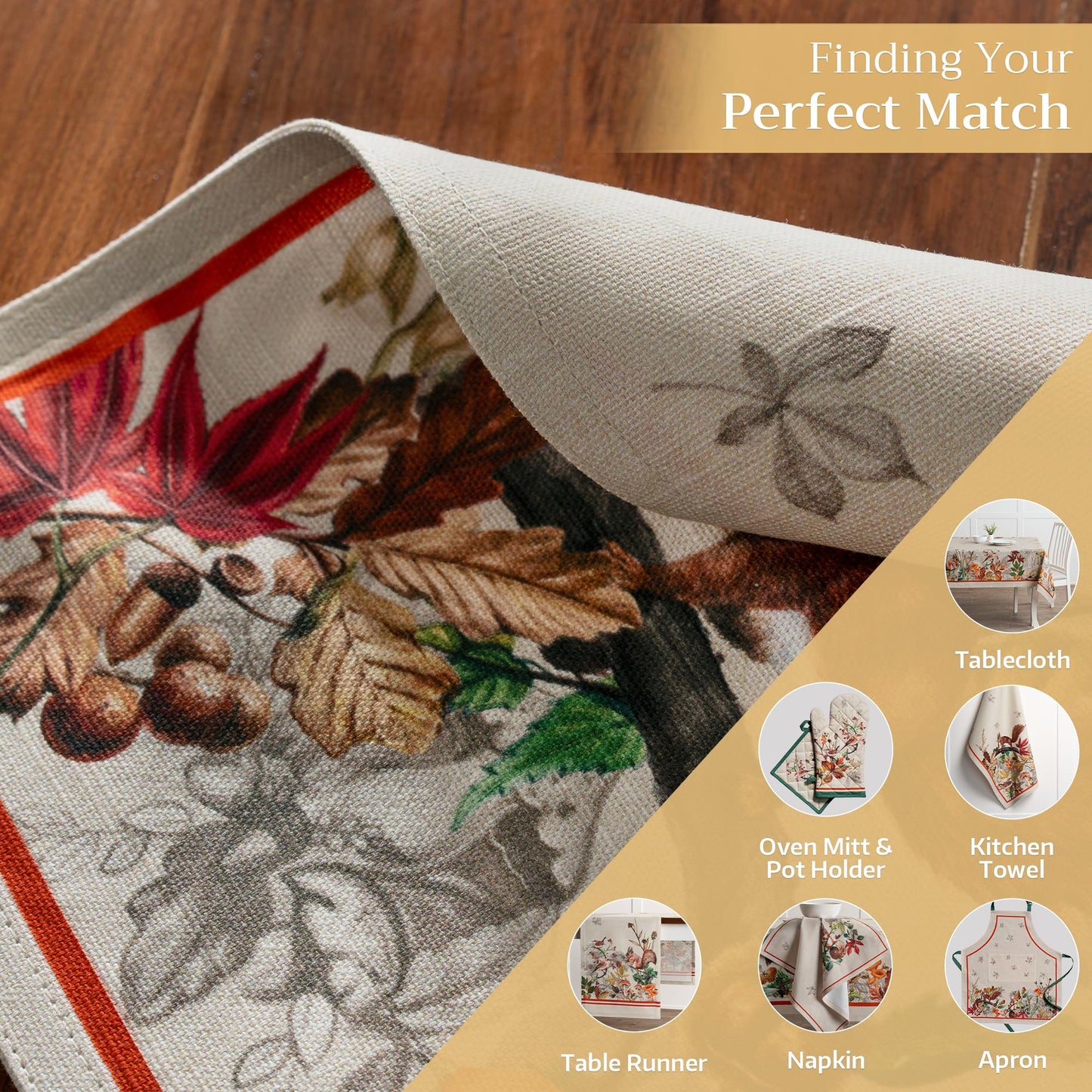 Maison d' Hermine Placemats Set of 4 100% Cotton Washable Cloth Place Mats, Reusable Table Mats for Thanksgiving Christmas Decorations Kitchen Dining Party Wedding Restaurant (Recolte, 13" x 19")