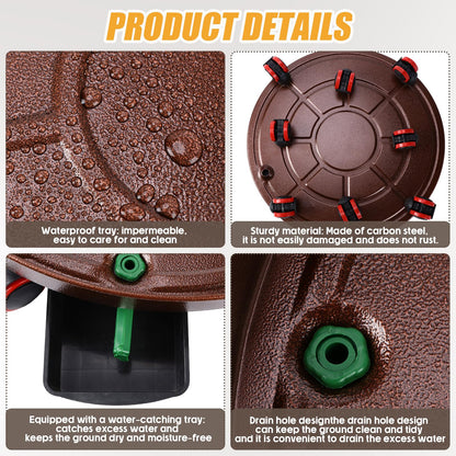 FoldTier 2 Pack 20 Inch Plant Stand with Lockable Wheels Heavy Duty Metal Caddy with Drain Hole Round Rolling Planter Large Flower Pot Dolly for Indoor Outdoor
