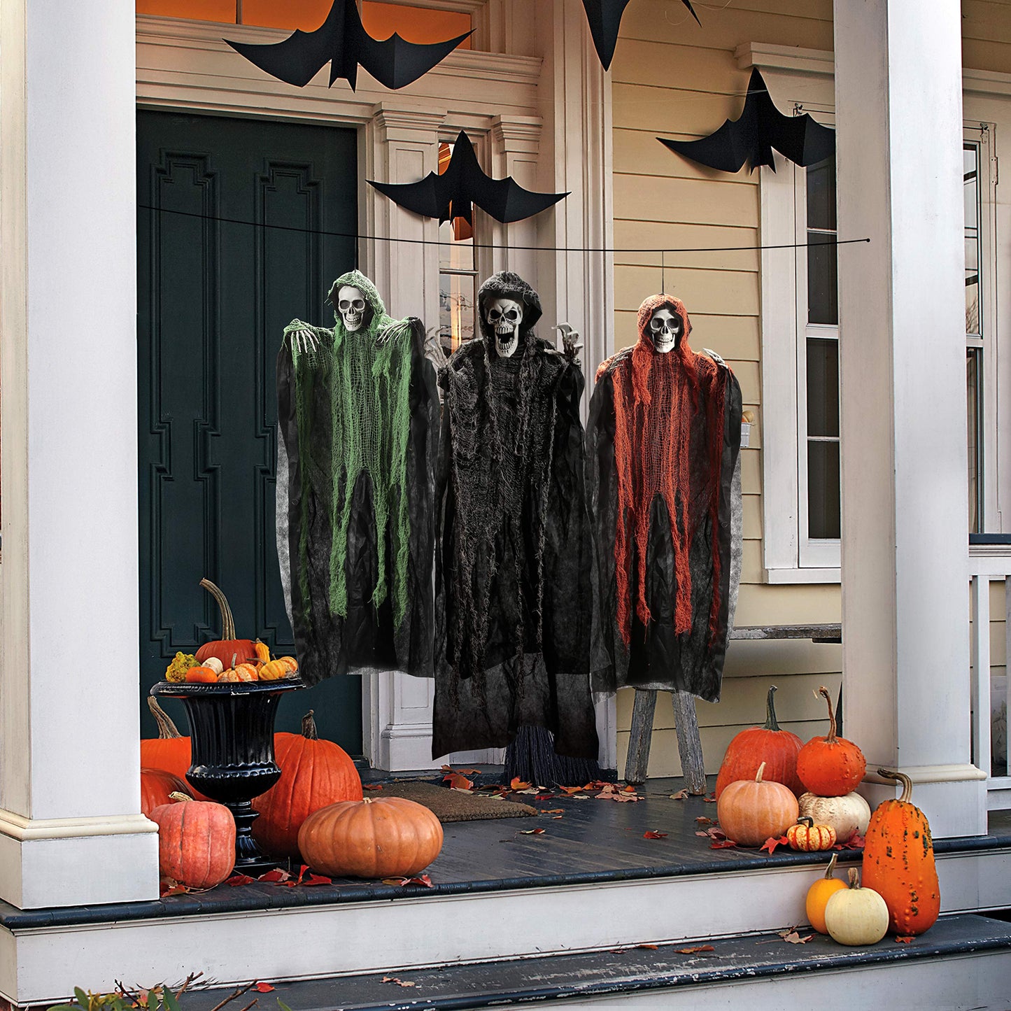 JOYIN Halloween Hanging Grim Reapers (3 Pcs), One 47” and Two 35” Grim Reapers, Halloween Skeleton Flying Ghost for Haunted House Prop Décor, Outdoor Indoor Decor